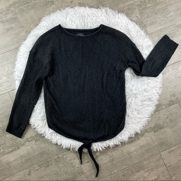 Lucky Brand Ribbed Front Knot Tie Sweater. Dark gray. Size medium. - Picture 3 of 9